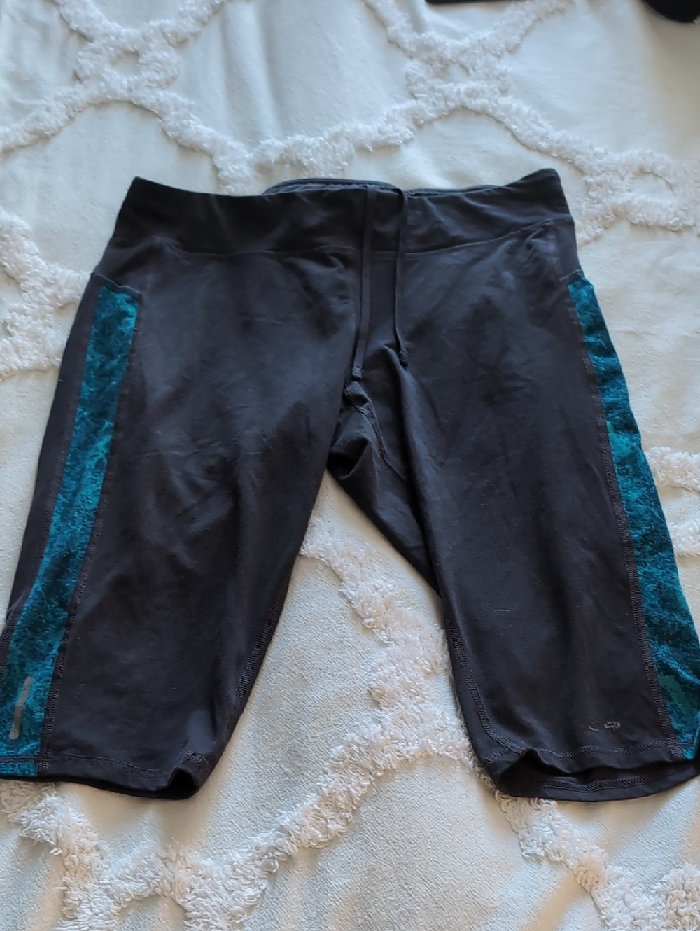 C9 by Champion Black Capris with Teal Side Panels